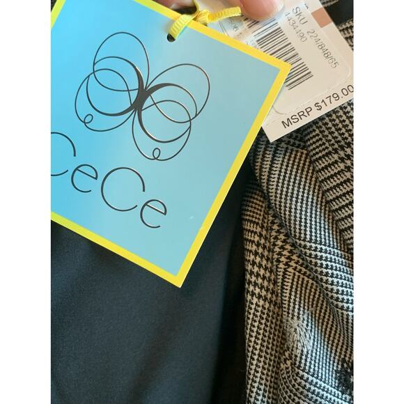 CeCe gray plaid embroidered floral one button blazer size 12 - Picture 7 of 13